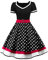 Babyonlinedress Femme Robe de Soirée Chic Jointif avec Ceinture Vintage rétro année 50s pin-up Rockabilly Swing à Pois Noir XL