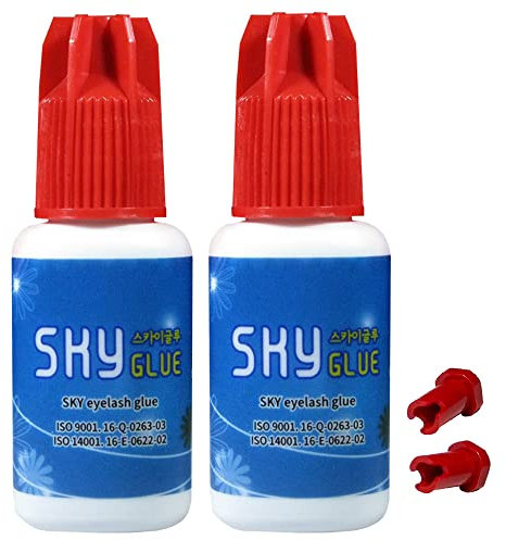 Sky Glue S+ Long Retention Eyelash Glue Professional Black Eyelash Adhesive 1-2s Fast Drying 6-8 Weeks Lasting for Individual Mink Lash Extensions 5ml