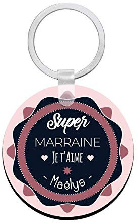 Porte clés à personnaliser avec prénom super MARRAINE - cadeau personnalisé marraine - porte clé marraine parafaite - idée cadeau marraine
