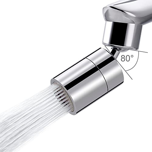 Waternymph Strahlregler für Küchenspüle, massives Messing, großer Winkel, schwenkbarer Wasserhahnbelüfter, Doppelfunktion, 2 Sprühgeräte, Küchenarmatur-Aufsatz, drehbarer Sprüher, 360-Grad-Drehgelenk,