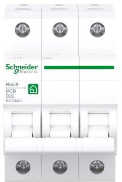 Schneider Electric 1334287 SCHN Leitungsschutzschalter Resi9 3P B20A Charakteristik 6kA Disjoncteur Caractéristiques 20 A Nennstrom 20A