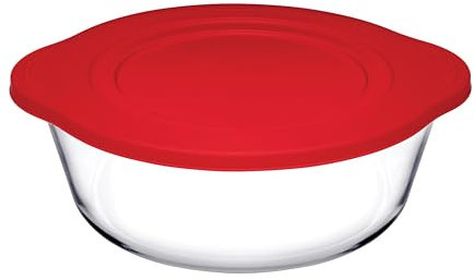 Pasabahce Kunststoff Roter Deckel Borcam Runde Transparente Auflaufform 1.45 Liter