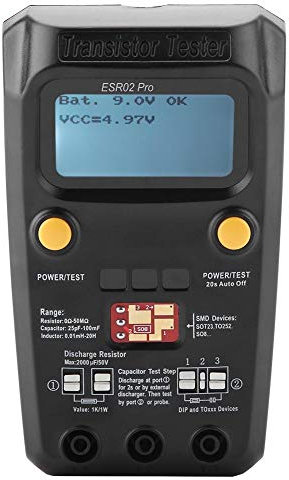 Oumefar Pro Digital Transistor Tester SMD Chip Komponente Induktivitätsmesser Anzeige Diode Triode Kondensator Induktivität Multimeter Checker mit Widerstand 0Ω bis 50Ω