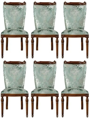 Casa Padrino Luxus Barock Esszimmer Stuhl Set Mintgrün/Braun 53 x 55 x H. 109 cm - Edles Küchen Stühle 6er Set - Barock Esszimmer Möbel