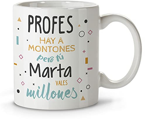 LolaPix Taza profesora. Regalos personalizados con nombre y texto. Taza de cerámica 330 ml. Tazas con frases originales. Millones Negro