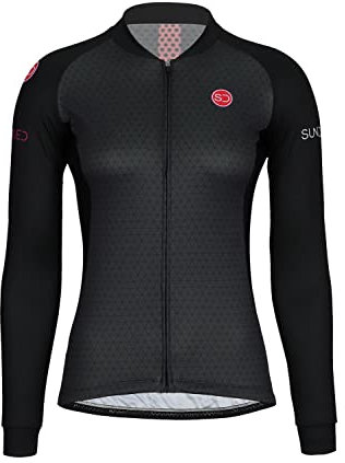 Sundried Women's Long Sleeve Cycle Jersey Road Bike Cycling Shirt Mountain Bike Top (Black, M)
