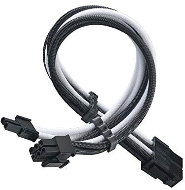 SilverStone SST-PP07E-PCIBW - Netzteil-Verlängerungskabel 25cm 8pin auf PCI-E 6+2pin, schwarz + Weiss