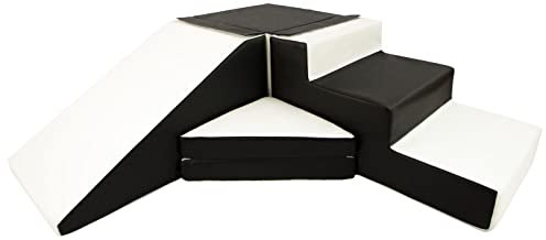 4 Großbausteine Schaumstoffbausteine Spielbausteine Bauklötze Rutsche-Set (Farbe: schwarz - weiß)