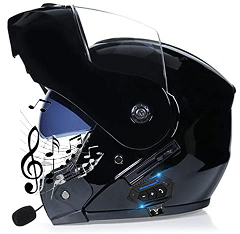 ABDOMINAL WHEEL Klapphelm mit Bluetooth,Integrierter Bluetooth Motorrad Helm,Modularer Motorrad Helm,ECE Genehmigt Integralhelm Motorradhelm Mit Doppelter Sonnenblende C,M=57~58cm