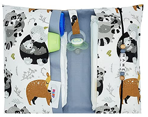 Große Windeltasche XXL mit Name - Wickeltasche Waldtiere Tierfamilie Reh Bär Fuchs