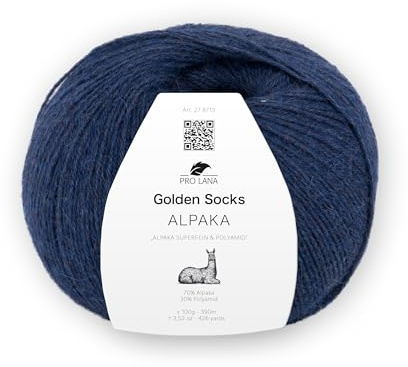 Pro Lana Golden Socks Alpaka Sockenwolle – 70% Alpaka & 30% Polyamid | Superweich & Strapazierfähig | 390 m Lauflänge | Luxus Sockengarn zum Stricken | OEKO-TEX zertifiziert