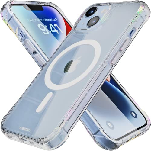 REBEL Phone Clear Case für iPhone 14 [Crystal Series Gen-4] Starke MagSafe Kompatibel, Anti-Kratzer, Vergilbungsfrei, Schutz, Metalltasten, 6.1 Zoll 2023 Cover 13 & 1 4 (Clean) AR)