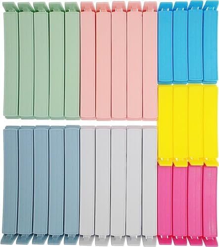 Yarall 32 PCS Food Bag Clips for Food Storage & Freezer, Curved‑Design Plastic Food Clips for Kitchen & Home Use, 2 Sizes (11cm x 20, 7.8cm x 12)