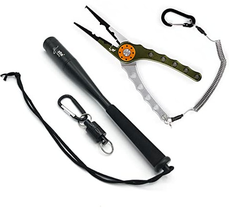 Zite Fishing Angel-Werkzeug Set [Fischtöter mit Multi-Angelzange] Angelzubehör Set Fische Angeln, Fisch Totschläger Angeln, Fischbetäuber, Multitool-Zange & Aluminium-Totschläger