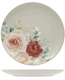 SERVIZIO DI PIATTI - CERAMICA STONEWERE DECORATA - CONFEZIONE DA 6 PEZZI (PIATTO FRUTTA 19 CM, SWEET ROSE)