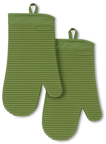 KitchenAid Ribbed Soft Silicone Oven Mitt 2-Pack Set, Mathca, 7.5x13