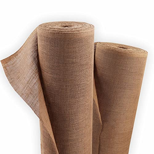 Aquagart 100m x 1m Jutegewebe 305g/m² Jutematte Gartenjute Jute Stoff für Dekoration Haus und Garten Sackleinen Juteband für Pflanzen Winterschutz natürliches Gewebe Wurzelschutz
