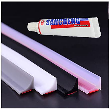 200cm paratie antiallagamento per porte + 25 ml sigillante siliconico trasparente,barriera doccia ferma acqua,barriera acqua,barriera per doccia,bordo doccia(grigio)