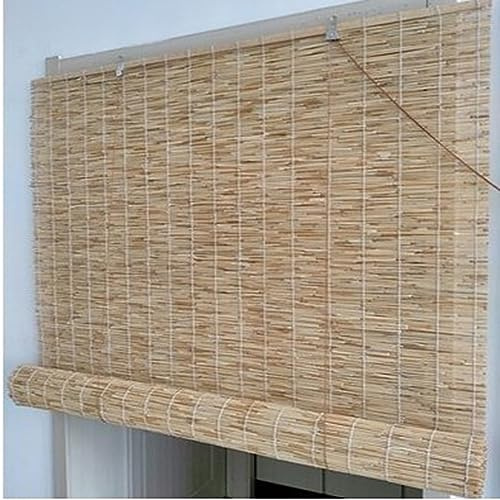 Tapparella a carrucola in Bamboo,Tenda Avvolgibile in Canna Ombra arelle Sole,canniccio di bambù linea bianca,Tenda a Rullo,Veneziana divisorio,Protezione della Privacy,Stile retrò (W150 x H160cm)