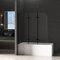 Duschwand für Badewanne 3-teilig Faltbar 120x140cm Schwarz Badewannenaufsatz, Klappbar Glas Duschabtrennung für Badewanne aus 6mm Sicherheitsglas (ESG) mit Nano Beschichtung
