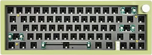 BOYI GMK67-65%, Tri-Mode Wireless RGB Mechanical Keyboard - Bluetooth 5.0/2.4G/Type-C, Hot-Swappable, Knock horizontally, Green+Knob