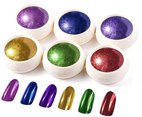 LEDSUUEI Red Chrome Nail Powder, Metallic Gold Nail Chrome Powders Nail Art Glitter Set, Shiny Mirror Effect Green Chrome Powder for Nail Art Design Decoration Christmas Collection Gift