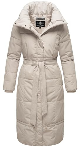 Navahoo Damen Wintermantel Warmer Steppmantel extralang mit Gürtel Mirenaa S-XXL