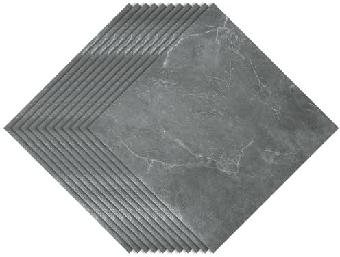 Jopassy PVC Bodenbelag Vinylboden Selbstklebend Fliesen Bodenbelag PVC-Platten für Eingangstür, Wohnzimmer, Küche, Balkon, Abstellraum 11 Fliesen/ca. 1m² Classic Grau Marmor