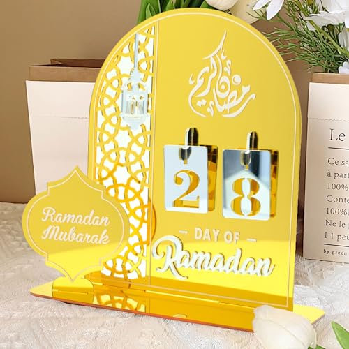 TZEKING Ramadan Kalender Countdown,30 Tage Eid Mubarak Kalender,Digitaler hängender Countdown Kalender,Acrylic,DIY Gebet Ramadan Mubarak Deko,Ramadan Kalender Home Party Dekoration Craft Ornament