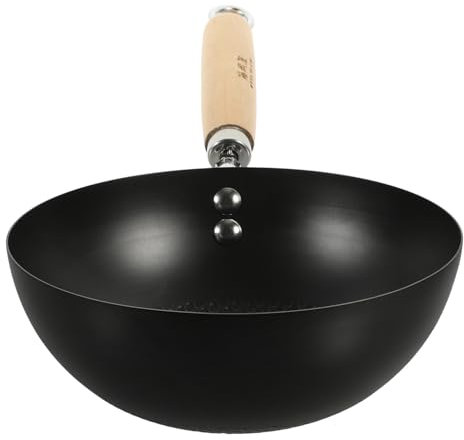 MAGICLULU Flat Bottom Wok Korean Cookware Small Wok Mini Wok Japanese Wok Cast Iron Wok Heavy Duty Wok Non Stick Steel Wok Pans Household Cooking Pot Wrought Iron Stainless Steel