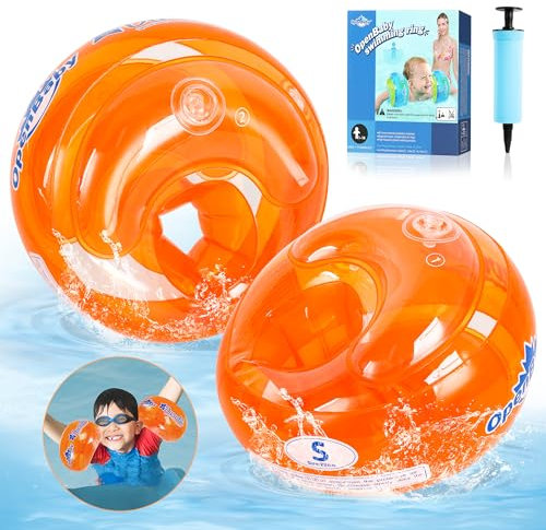 Schwimmflügel Kinder 2 3 4 5 6 Jahre,kraulquappen schwimmflügel Rund für Kinder 3-6 Jahre, Empfohlenes Gewicht 6-20kg (Orange)