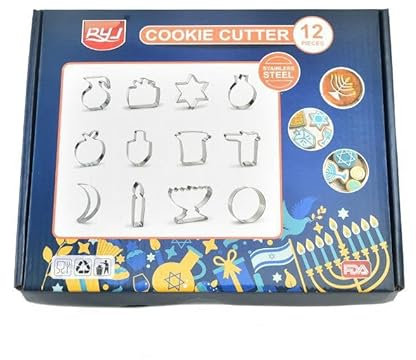 Small Stainless Steel Cookie Cutters Set For Baking Biscuits,Fruit,Vegetable,Cookie Mould Press Cartoon Cookie Mould Set Kitchen Tools Cookie Stamps Birthday Party Supplies (Hanukkah)