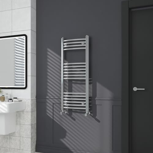 Warmehaus Contemporary Curved Bathroom Heated Towel Rail Radiator Rad 1000 x 400mm - Chrome