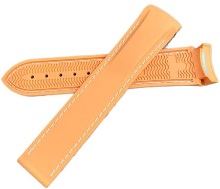 VISIYUBL 20mm 22mm 19mm 21mm Gummi Silikon Watchstrap Fit for Hamilton Khaki Field Scuba Frogman Fit for Zahnrad S3 Fit for Seiko5 Sumo 007 Uhrenband Werkzeug (Color : Orange white, Size : 26mm)