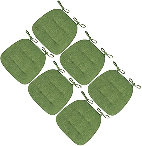 Hockerkissen, Esszimmerstuhlkissen, Set mit 2/4/6 U-förmigen Esszimmer- und Küchenstuhlkissen, Set mit 2/4/6 – U-förmiges Sitzkissen mit Bändern (Farbe: Grün, Größe: 41 x 43 cm 6) ( Color : Green , Si