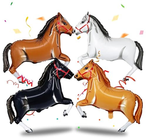Pferde Deko Geburtstag 4 Stück Pferde Luftballon Folienballon Pferd Luftballon Pferd Pferdeballons für Babypartys Cowboy-Motto-Partydekorationen Pferdedekoration für Kindergeburtstag