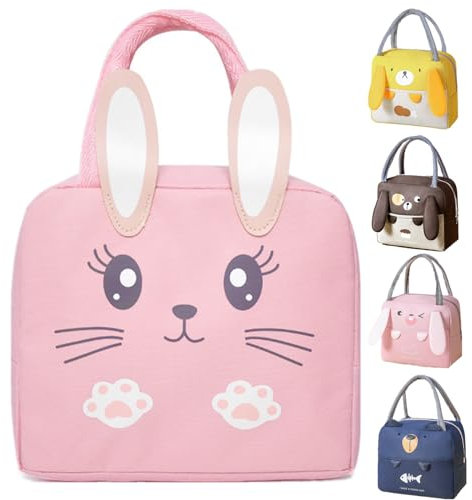 WUWYOUWL Bolsa de almuerzo, bonita lonchera aislada de cartón, bolsas reutilizables para el almuerzo, bolsa de almuerzo impermeable, bolsa de almuerzo plegable para mujeres, hombres, niños y