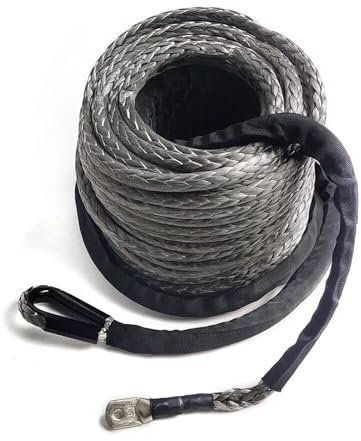 HOARLICN Treuil synthétique, 10 mm x 30 m, pour câble forestier, synthétique, convient pour câble forestier, avec crochet rotatif, corde de levage pour câble de treuil, poussette, guide-câble de