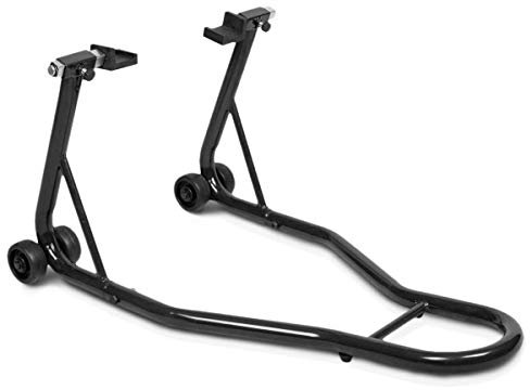 HOMFME Motorcycle Paddock Stand, Heavy Duty Rear Wheel Stand with Wheels, 14-20cm Adjustable Width, Metal Motorbike Lift Stand for Garage Repair Shop (Black)