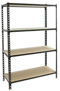 PROREGAL Schwerlastregal MID MULI | HxBxT 150x110x50cm | 4 Fachböden | Fachlast 200kg | Anthrazit | Lagerregal Kellerregal Werkstattregal
