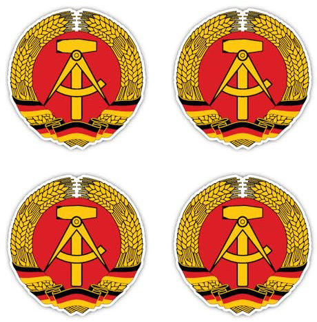 Aufkleber: 75 mm, 4 Stück - Wappen - Deutsche Demokratische Republik - DDR - für Auto, Laptop und mehr