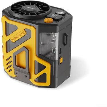 Gadget essentiel pour le travail en plein air, ventilateur de taille rechargeable par USB avec grande capacité de batterie (jaune)