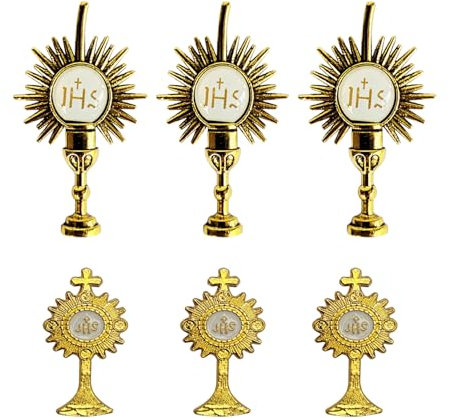 6Pcs First Communion Lapel Pins Gold Catholic Chalice Badge Gifts, Iron, no gemstone