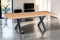 SAM Esstisch 180x90 cm Bird, MDF-Tischplatte mit Eiche-Optik, Ausziehtisch, Schweizer Kante, Tischbeine in X-Form, Schmetterlingsauszug (2X 40 cm Platten), ausziehbarer Esszimmertisch auf 260 cm