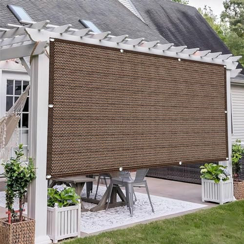 Brise-vue pour balcon - 2,4 x 10 m - Protection contre les intempéries - Avec attaches de câble et corde - Marron