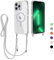 FERLAN Crossbody Lanyard Case for iPhone 13 Pro Max with Strap, Necklace Mobile Phone Case with Mag-Safe Transparent TPU Acrylic Case Cover with Cord Adjustable Lanyard Protective Case -grey