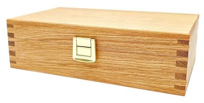 JOWE Munitionsbox aus Holz für Kurzwaffen | Patronenbox aus Eiche für Kurzwaffen Munition | Personalisierte Munitionsbox mit Verschluss 20x12 cm