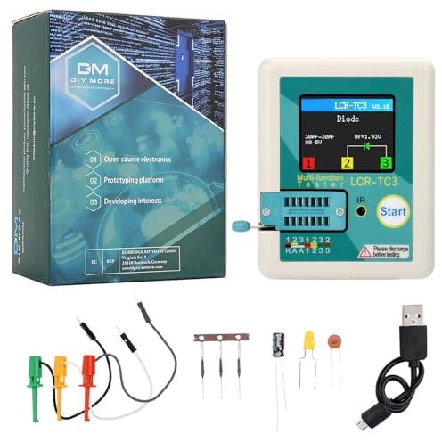 diymore LCR-TC3 Transistor Tester, multifunktionaler TFT Transistor Tester, Aktualisierte Version mit Hoher Präzision Transistor Messgerät, für Diode Triode Kondensator Widerstand Induktivität