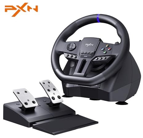 PXN V900 GEN2 PC Racing Wheel 270°/900° Dual Mode Rotation Magnetic Sensor Gaming Steering Wheel with RGB Pedals and Upgraded Type-C Interface Support PXN Wheel App Compatible with PC PS4 PS3 Xbox