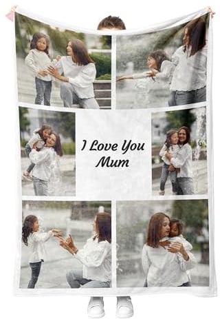 Print Maniacs Personalised Anniversary Blanket, Custom Photo Blanket for Couples, Romantic Gifts for Women & Men, Customised Throw Blanket with Photos, Personalised Birthday for Adults, Him & Her